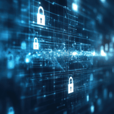 Padlock icons over a digital network background in shades of blue.